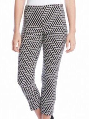KAREN KANE Geometric Pattern Stretch Pants - Black White Size 2